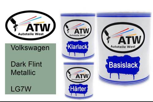 Volkswagen, Dark Flint Metallic, LG7W: 1L Lackdose + 1L Klarlack + 500ml Härter - Set, von ATW Autoteile West.